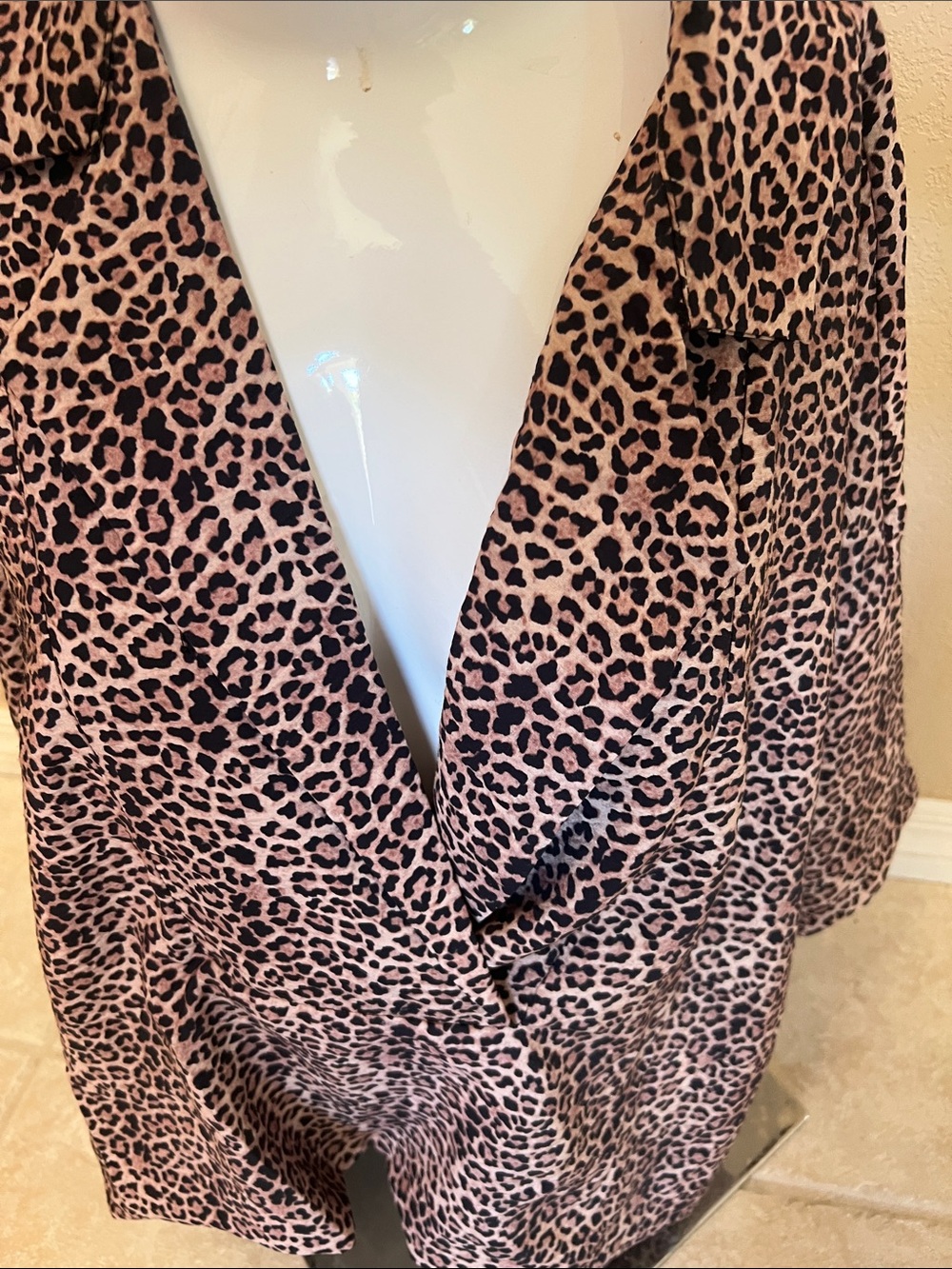 Anthropologie medium and Black/tan  Leopard-Print Wrap Top
